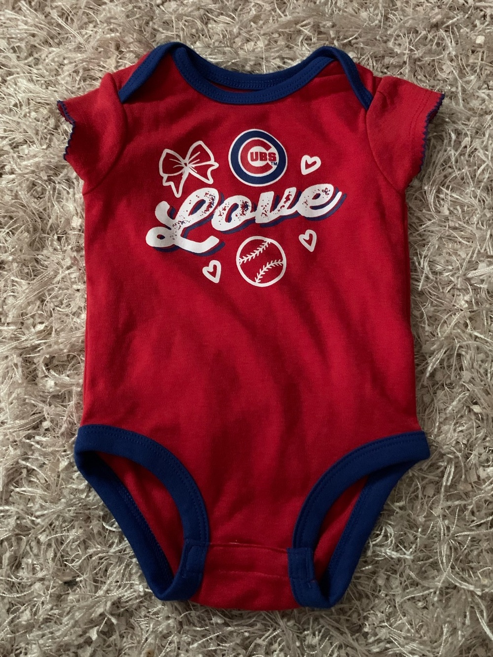MLB Cubs Red and Blue Baby One-Piece Bodysuit 3-6m nwot